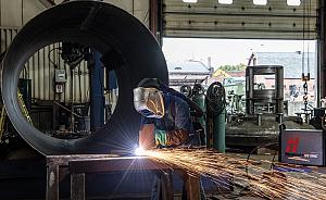 Plasma cutting in a metal fabrication shop